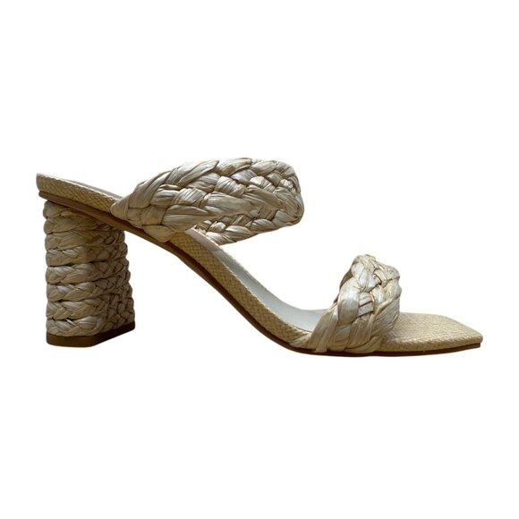 Vanilla Braided Raffia Double Strap Block Heel Sandals Size 8 - New - Picture 1 of 9